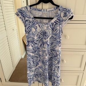 LILLY PULITZER Blue and White Swirl Pattern Dress XS